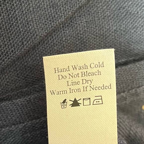 Coldwater Creek Vest Women's Size 10 Blue Linen Wooden Buttons Lace Back - Picture 7 of 10